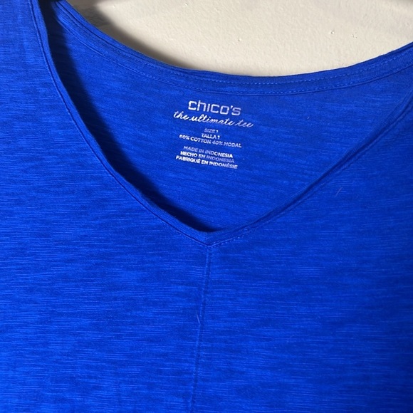 Chicos the ultimate tee Fitted Blue 3/4 Sleeve Top - Picture 3 of 5